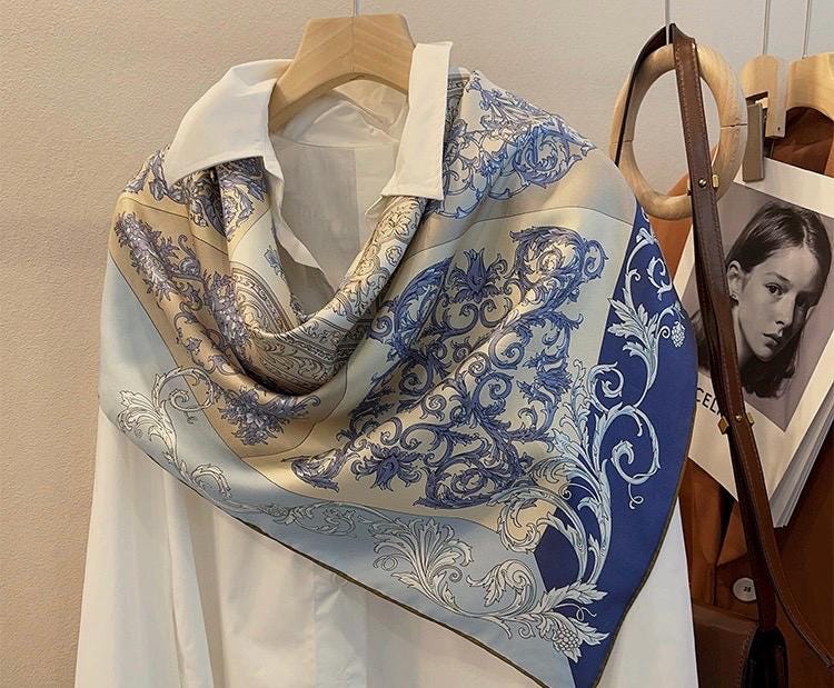 100% Mulberry Silk Scarf 35x35" 90x90CM, 14mm Silk Twill Square Scarf, Soft Aesthetic Elegant Shawl Wrap, Luxury Minimalist Gift for Her