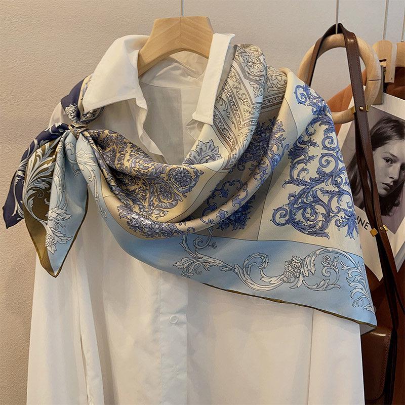 100% Mulberry Silk Scarf 35x35" 90x90CM, 14mm Silk Twill Square Scarf, Soft Aesthetic Elegant Shawl Wrap, Luxury Minimalist Gift for Her