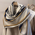 Luxury Silk Wool Scarf 55x55" 140x140CM, Vintage Bookplate Large Square Shawl, Quiet Luxury Winter Blanket Wrap, Intellectual Gift for Her