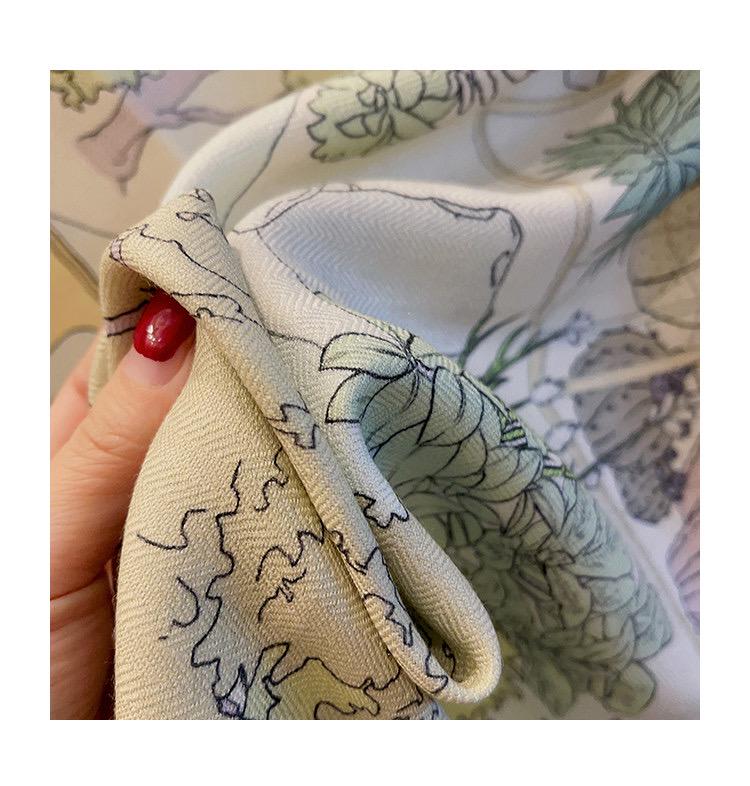Luxury Silk Wool Scarf 53x53" 135x135CM, Fresh Romantic Garden Shawl, Winter Oversized Floral Blanket Wrap, Elegant Multi Use Gift for Her