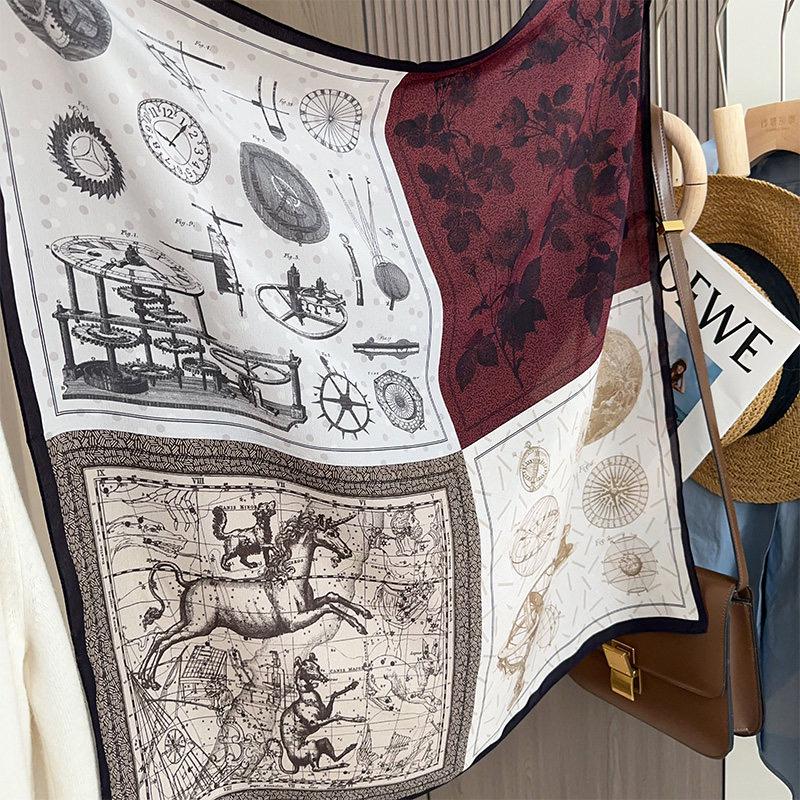 100% Silk Scarf 26"x26" 65x65cm Luxury Crepe de Chine Mulberry Silk Neckerchief Elegant Retro Artistic Shawl Bandana Gift for Her