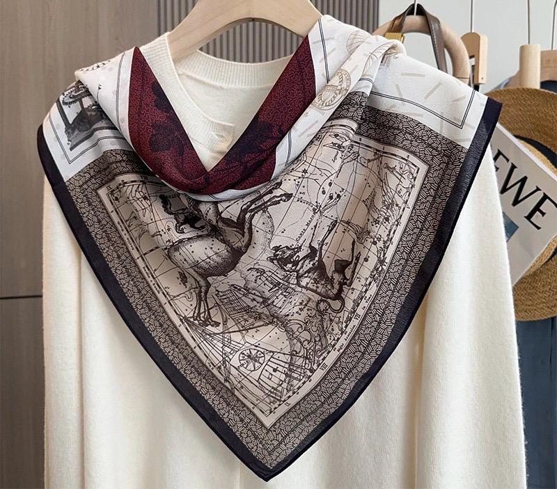 100% Silk Scarf 26"x26" 65x65cm Luxury Crepe de Chine Mulberry Silk Neckerchief Elegant Retro Artistic Shawl Bandana Gift for Her