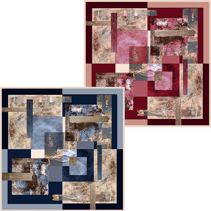 Silk Wool Scarf 53"x53" 135x135cm Reversible Herringbone Shawl Large Autumn Winter Wrap Elegant Luxury Gradient Art Gift