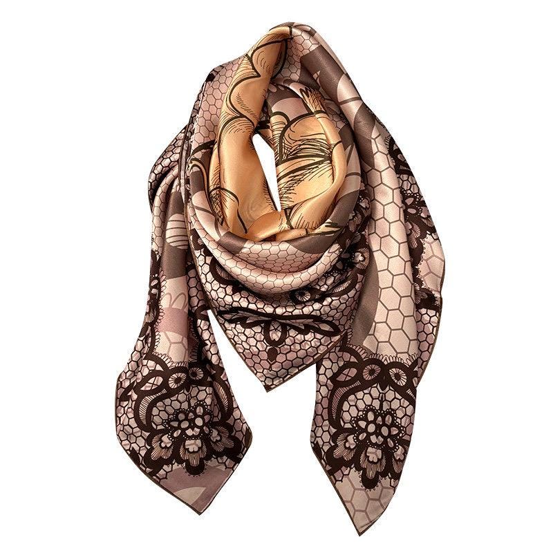 100% Mulberry Silk Scarf 42"x42" 108x108cm, Hangzhou Silk Wrap, Elegant Spring Shawl, Sun Protection Square Scarf, Luxury Hair Bandana Gift