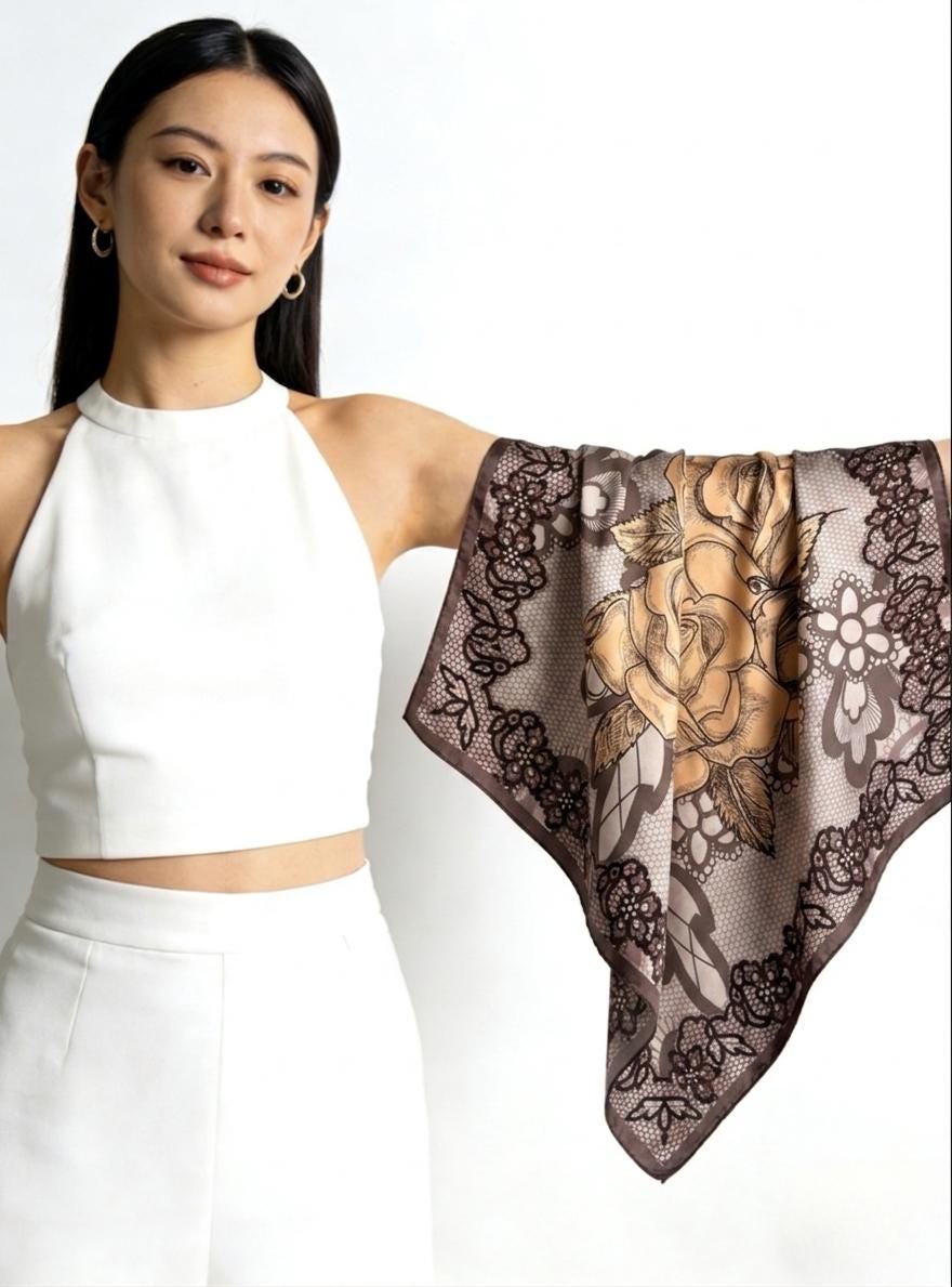 100% Mulberry Silk Scarf 42"x42" 108x108cm, Hangzhou Silk Wrap, Elegant Spring Shawl, Sun Protection Square Scarf, Luxury Hair Bandana Gift