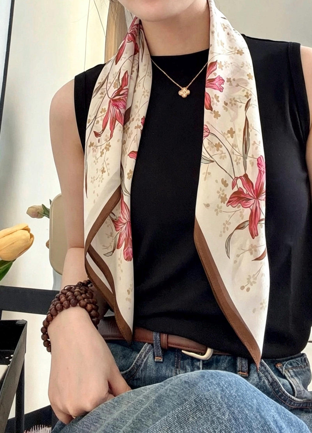 100% Silk Wool Scarf 26"x26" 65x65cm, Soft Pastel Pink Crepe De Chine Silk Scarf, Quiet Luxury Neckerchief, Old Money Aesthetic Bandana Gift