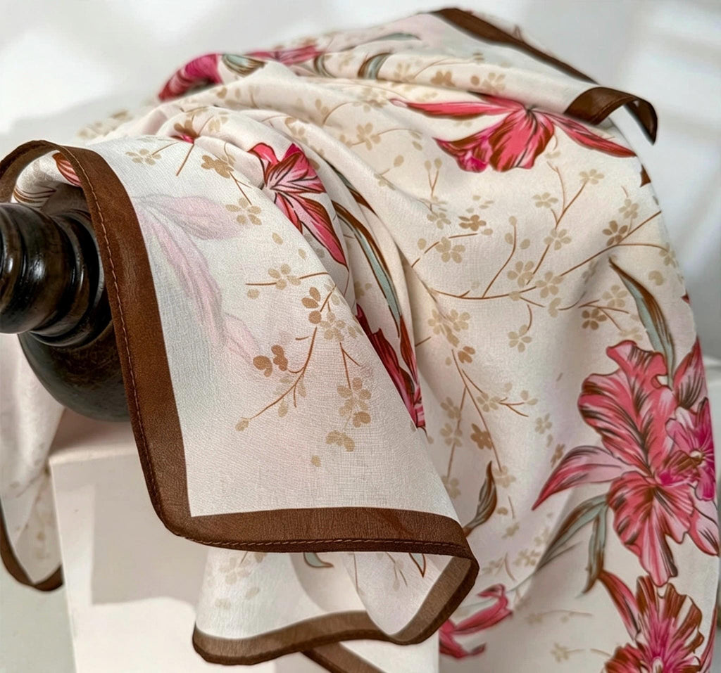 100% Silk Wool Scarf 26"x26" 65x65cm, Soft Pastel Pink Crepe De Chine Silk Scarf, Quiet Luxury Neckerchief, Old Money Aesthetic Bandana Gift