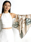 100% Silk Wool Scarf 35"x35" 88x88cm, Gentle Camellia Vibe Silk Twill Scarf, Quiet Luxury Large Square Bandana, Old Money Aesthetic Gift
