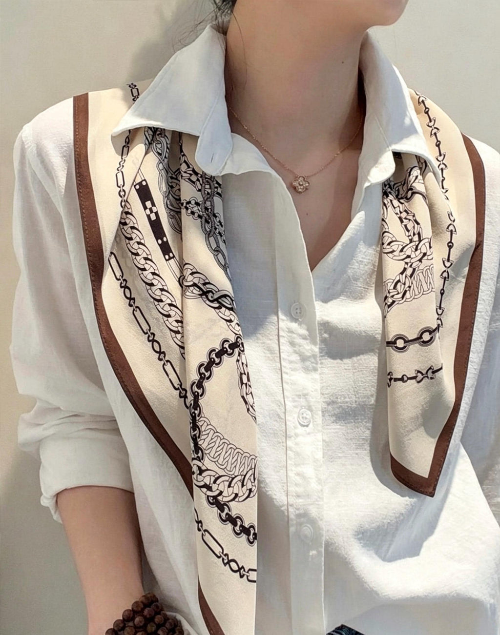 100% Mulberry Silk Scarf 26”x26” 65x65 cm, Vintage Coffee Beige Silk Square, Crepe de Chine Neck Scarf, Retro Spring Summer Bandana Gift