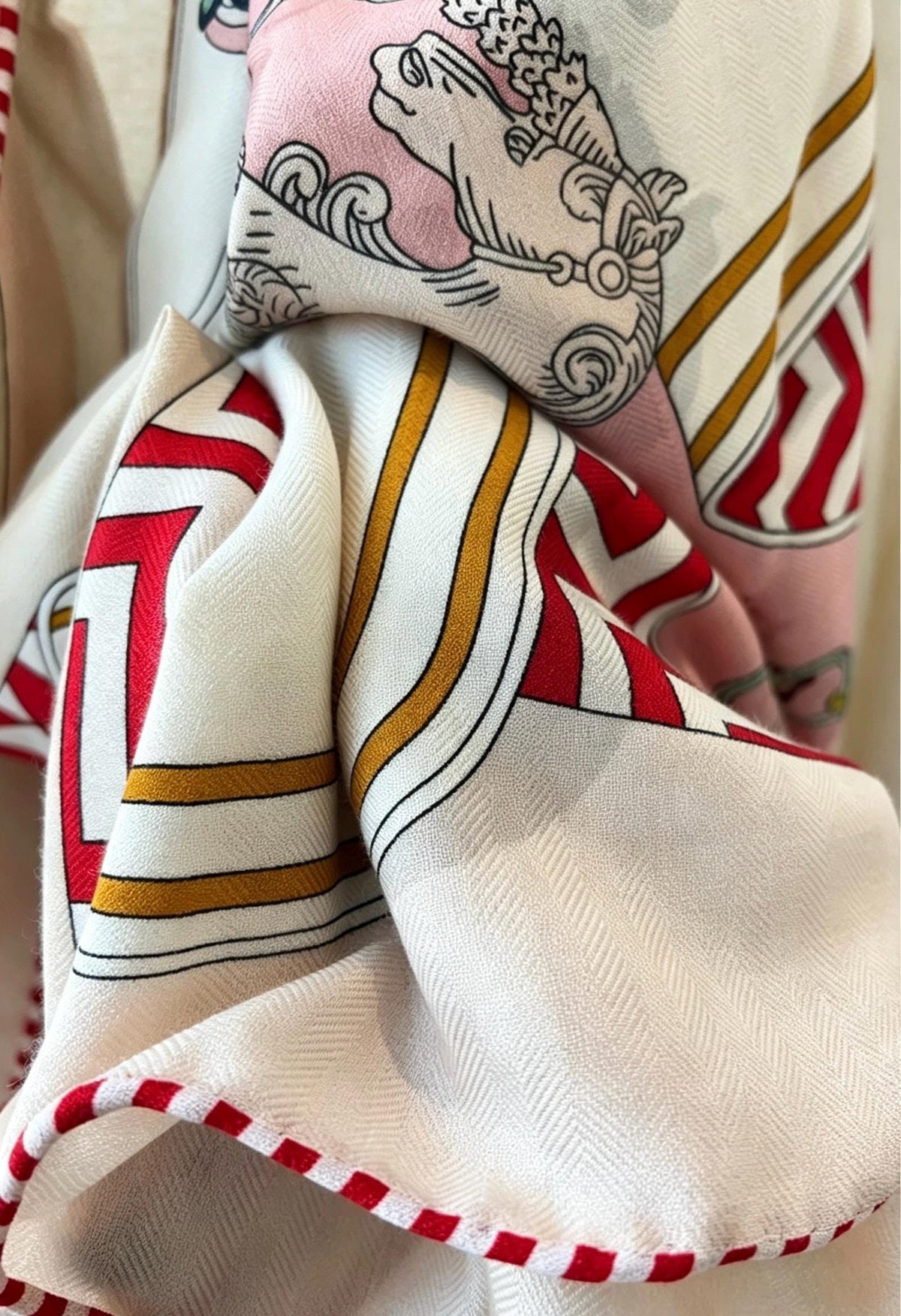 100% Silk Wool Scarf 53"x53" 135x135cm, Symmetrical Saddle Art Luxury Shawl, Quiet Luxury Large Square Wrap, Old Money Aesthetic Gift