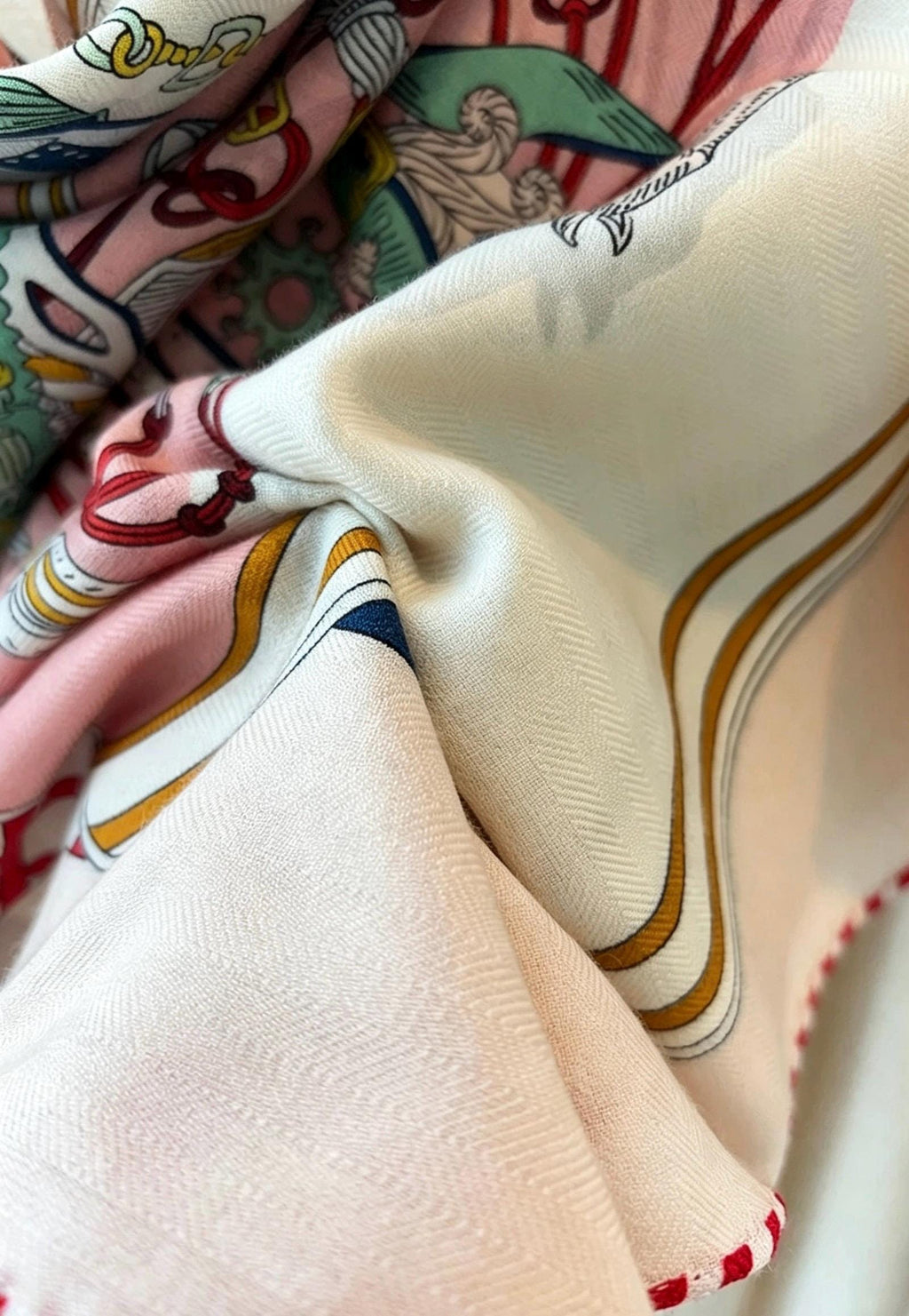 100% Silk Wool Scarf 53"x53" 135x135cm, Symmetrical Saddle Art Luxury Shawl, Quiet Luxury Large Square Wrap, Old Money Aesthetic Gift