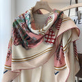 100% Silk Wool Scarf 53"x53" 135x135cm, Symmetrical Saddle Art Luxury Shawl, Quiet Luxury Large Square Wrap, Old Money Aesthetic Gift