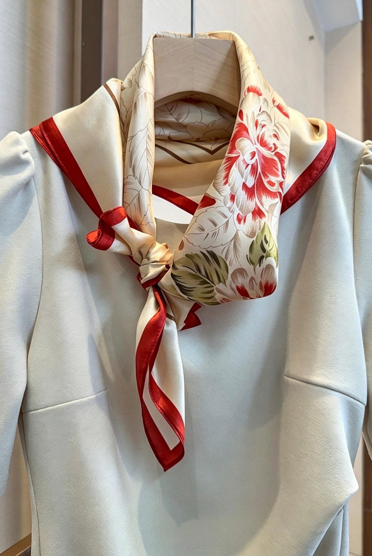 100% Mulberry Silk Scarf 26”x26” 65x65 cm, Peony Floral Silk Square Scarf Hanfu Accessories Elegant Chinese Style Neckerchief Bandana Gift