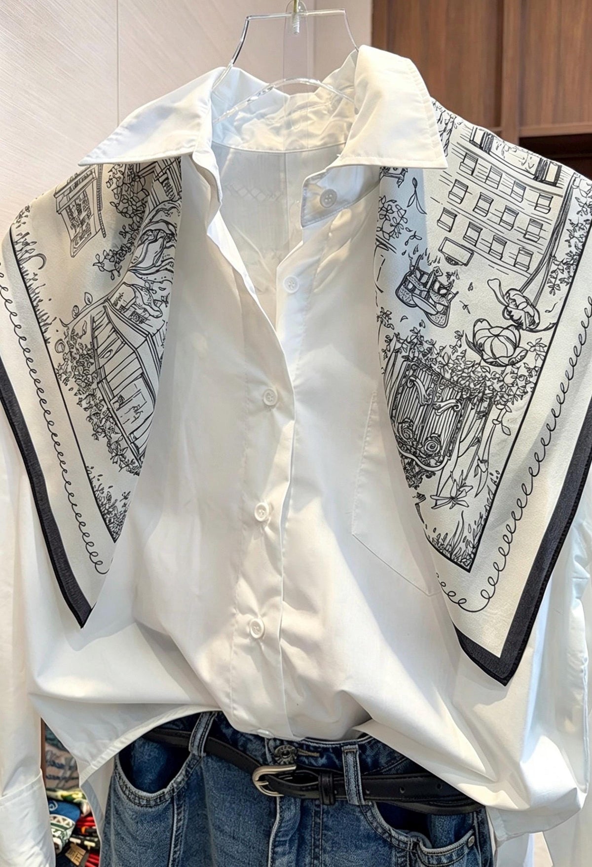 100% Mulberry Silk Scarf 26”x26” 65x65 cm, Minimalist Black White Paris Street Scene Silk Square Scarf Parisian Aesthetic Bandana Silk Tie