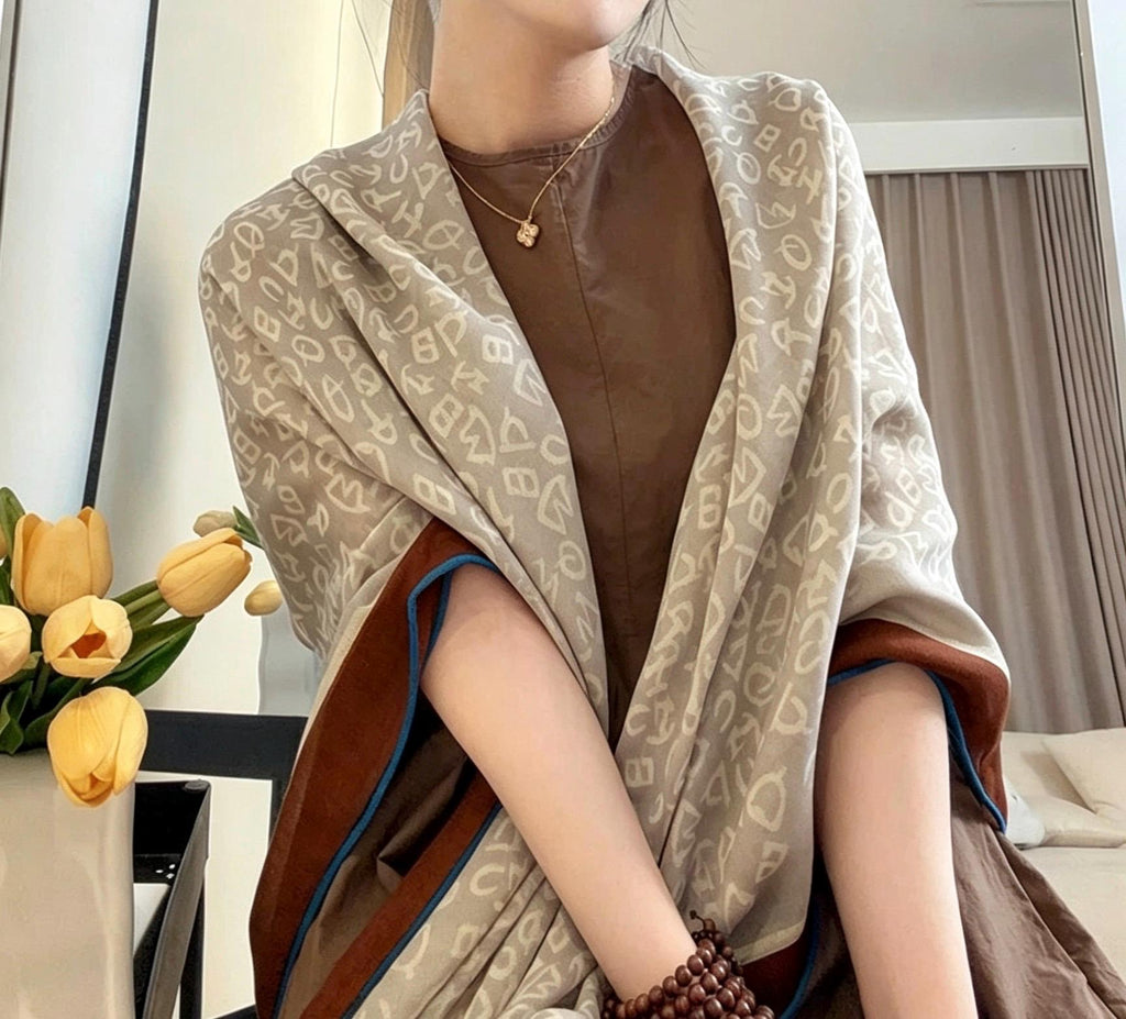100% Silk Wool Scarf 53"x53" 135x135cm, Luxury Muted Gray Shawl, Quiet Luxury Large Square Scarf, Old Money Aesthetic Gift for Her