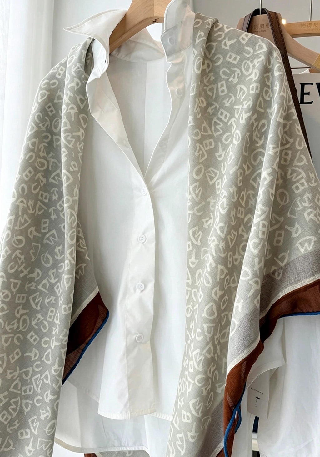 100% Silk Wool Scarf 53"x53" 135x135cm, Luxury Muted Gray Shawl, Quiet Luxury Large Square Scarf, Old Money Aesthetic Gift for Her