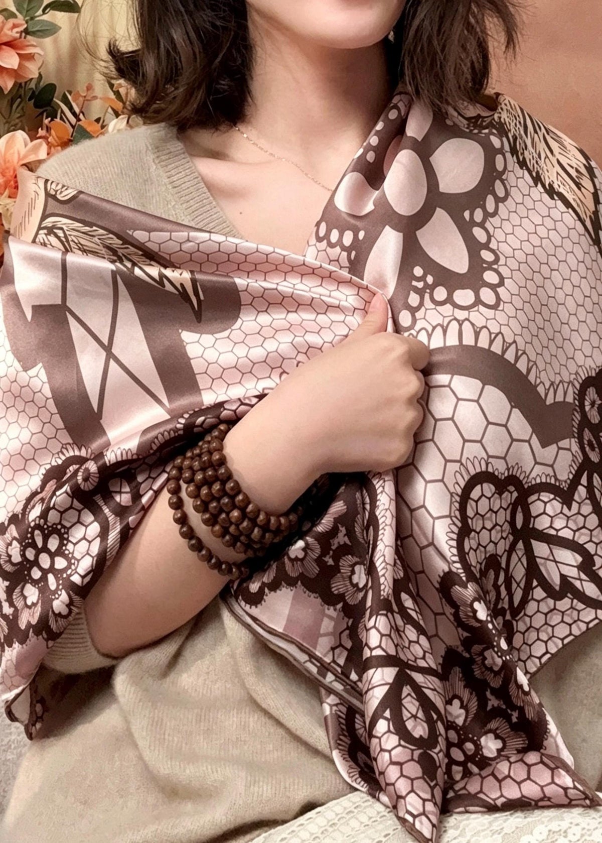 100% Mulberry Silk Scarf 42"x42" 108x108cm, Hangzhou Silk Wrap, Elegant Spring Shawl, Sun Protection Square Scarf, Luxury Hair Bandana Gift