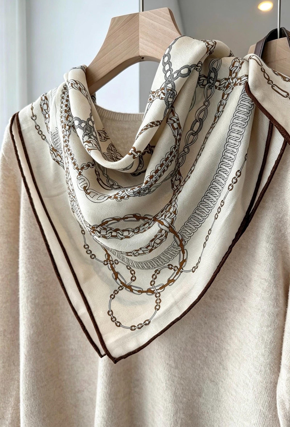 Silk Wool Blend Scarf 26"x26" 65x65CM, Square Scarf, Luxury Khaki Neck Head Scarf, Old Money Aesthetic, Intellectual Gift