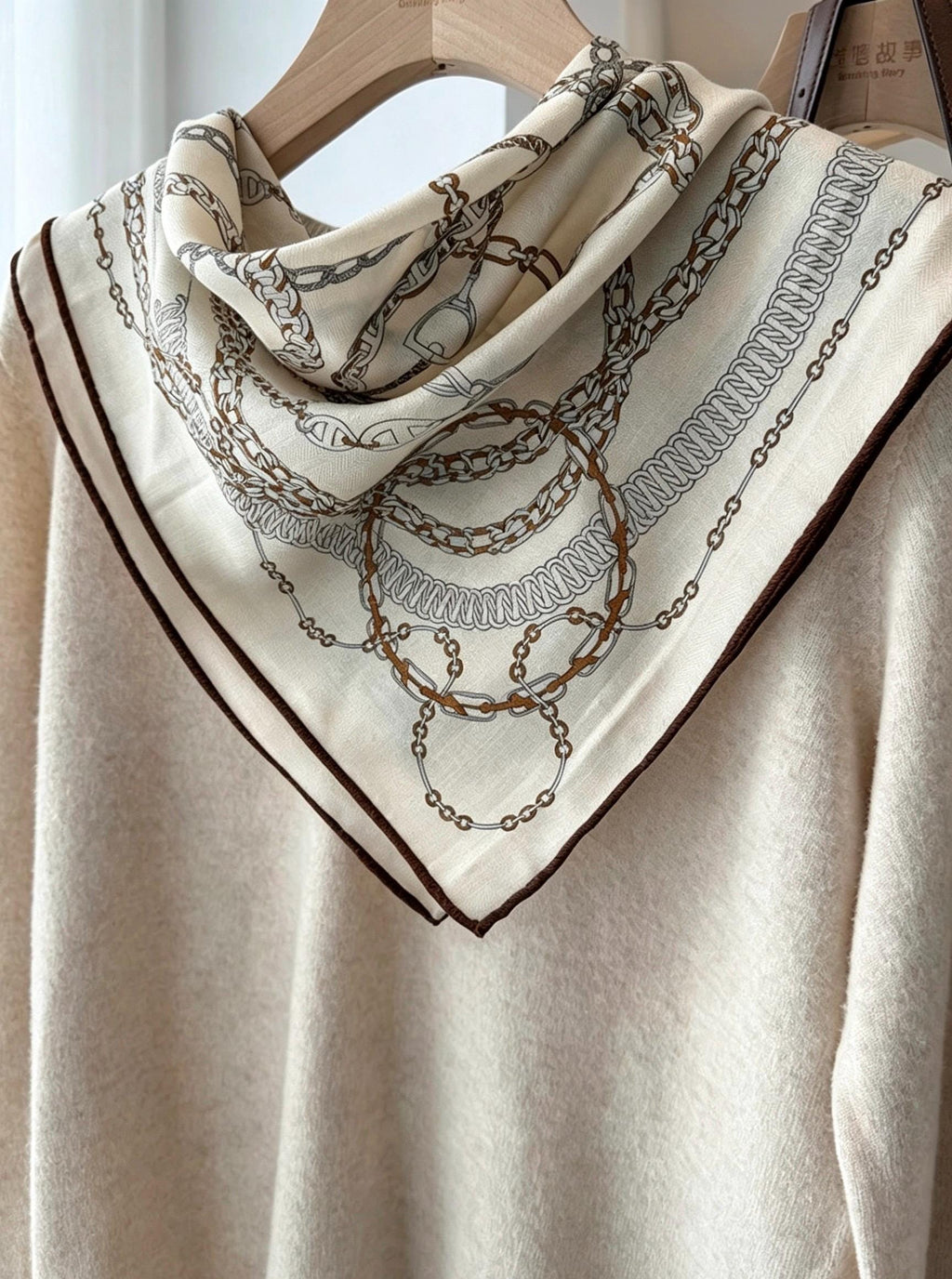Silk Wool Blend Scarf 26"x26" 65x65CM, Square Scarf, Luxury Khaki Neck Head Scarf, Old Money Aesthetic, Intellectual Gift