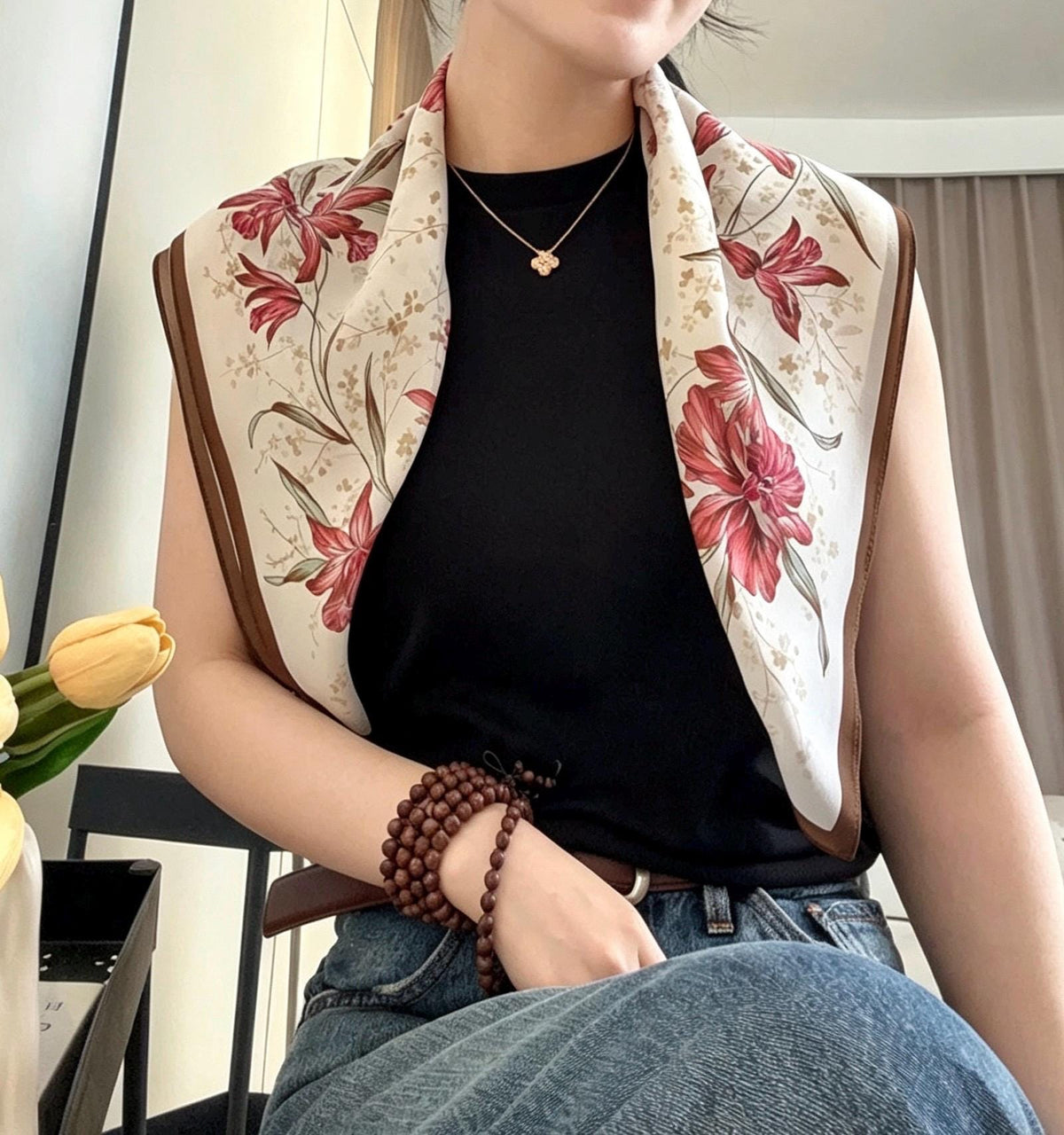 100% Silk Wool Scarf 26"x26" 65x65cm, Soft Pastel Pink Crepe De Chine Silk Scarf, Quiet Luxury Neckerchief, Old Money Aesthetic Bandana Gift