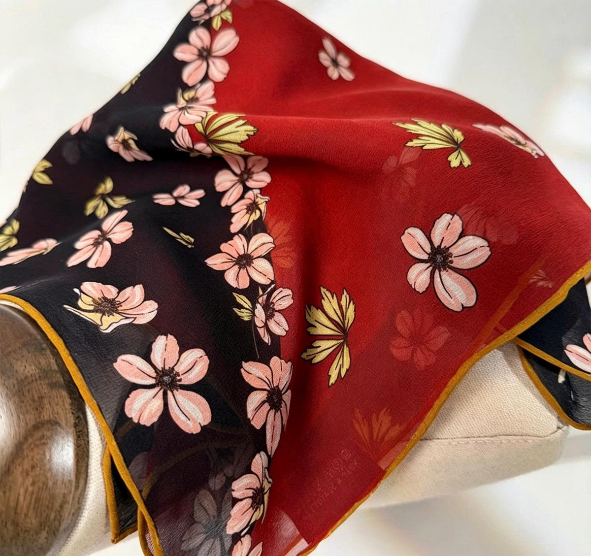 100% Mulberry Silk Scarf 26"x26" 65x65cm, Retro Color Block Georgette, Contrasting Silk Shawl, Aesthetic Art Gift for Her