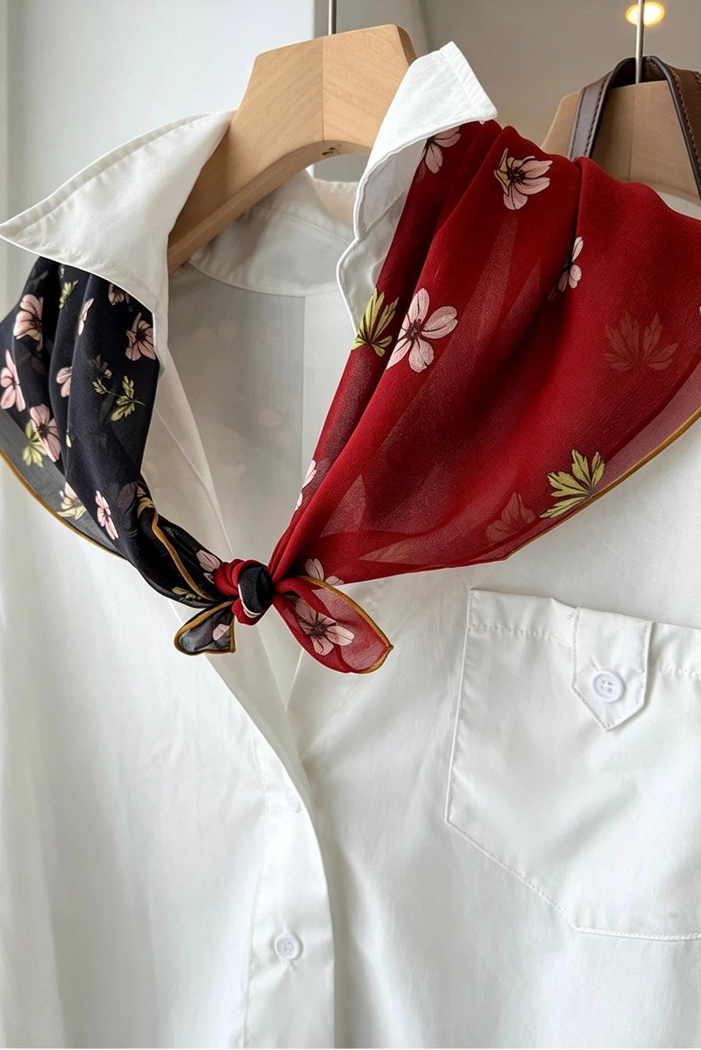 100% Mulberry Silk Scarf 26"x26" 65x65cm, Retro Color Block Georgette, Contrasting Silk Shawl, Aesthetic Art Gift for Her