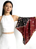 100% Mulberry Silk Scarf 26"x26" 65x65cm, Retro Color Block Georgette, Contrasting Silk Shawl, Aesthetic Art Gift for Her