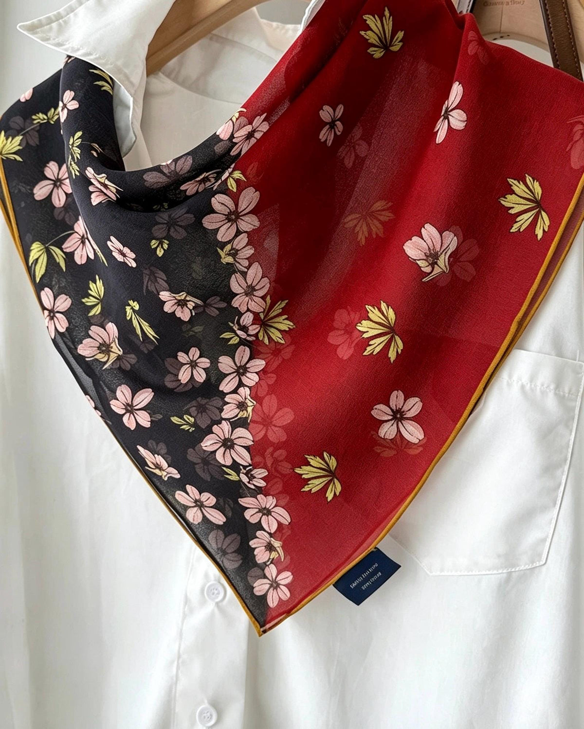 100% Mulberry Silk Scarf 26"x26" 65x65cm, Retro Color Block Georgette, Contrasting Silk Shawl, Aesthetic Art Gift for Her