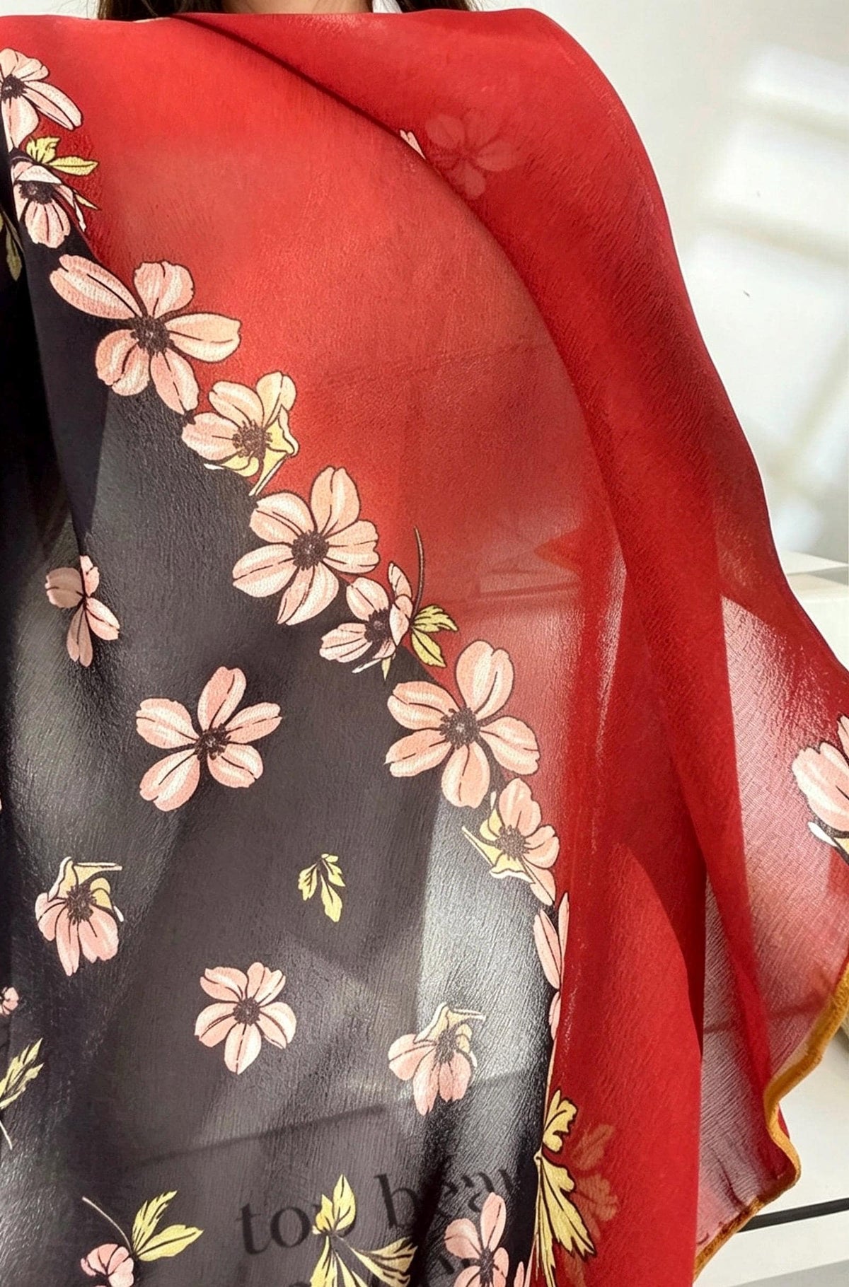100% Mulberry Silk Scarf 26"x26" 65x65cm, Retro Color Block Georgette, Contrasting Silk Shawl, Aesthetic Art Gift for Her