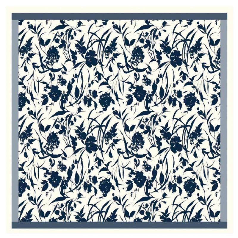 100% Silk Wool Scarf 26"x26" 65x65cm, Elegant Navy Blue Crepe De Chine Silk Scarf, Quiet Luxury Neckerchief, Old Money Aesthetic Bandana Gif