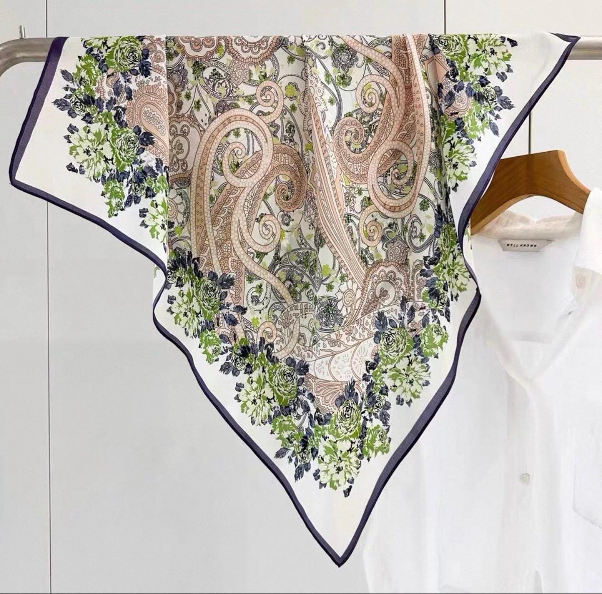 100% Mulberry Silk Scarf 26x26” 65x65cm - Romantic Spring Pastel Silk Crepe de Chine Square Neckerchief - Lightweight Summer Scarf for Her