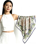 100% Mulberry Silk Scarf 26x26” 65x65cm - Romantic Spring Pastel Silk Crepe de Chine Square Neckerchief - Lightweight Summer Scarf for Her