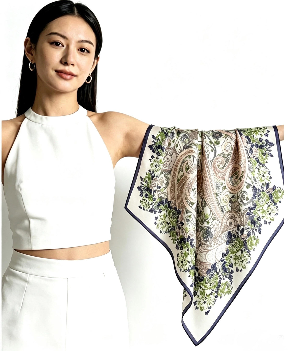 100% Mulberry Silk Scarf 26x26” 65x65cm - Romantic Spring Pastel Silk Crepe de Chine Square Neckerchief - Lightweight Summer Scarf for Her