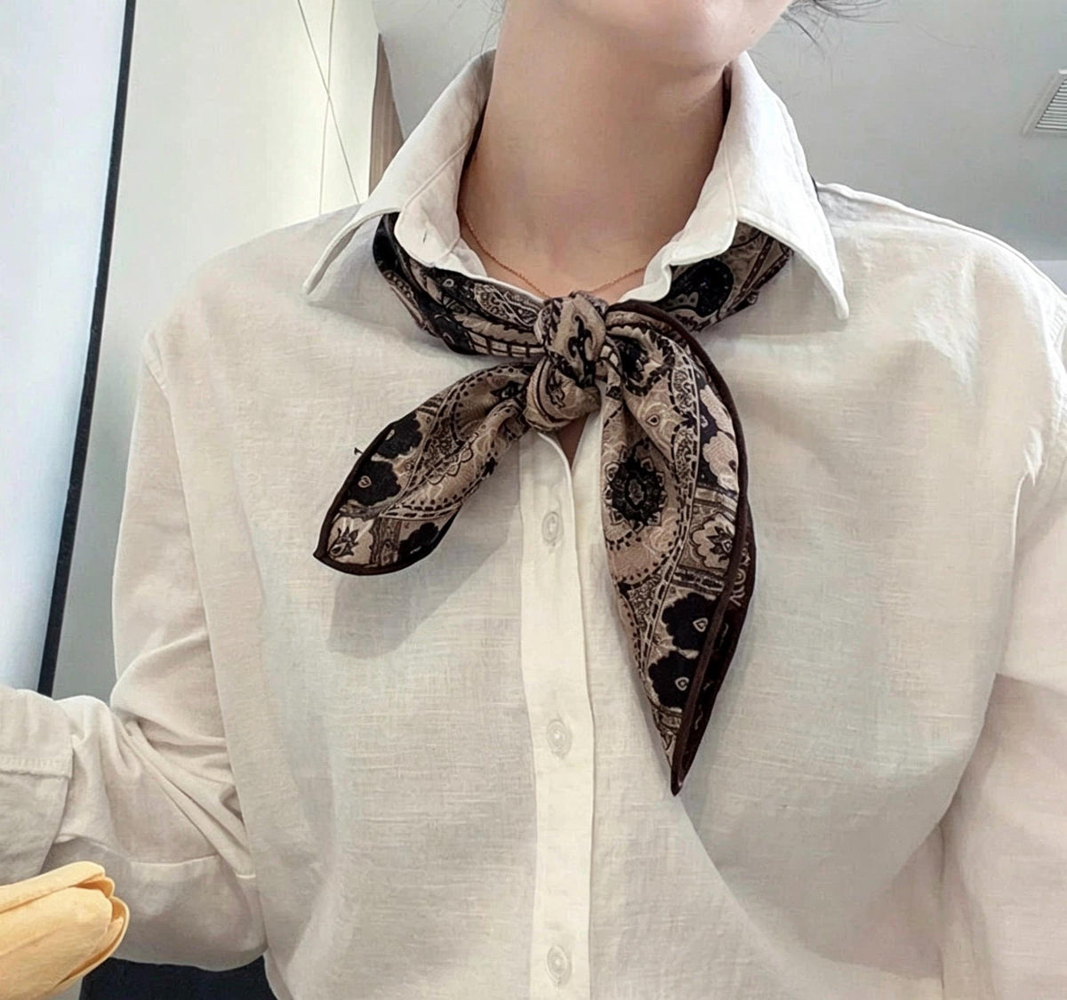 Mulberry Silk Wool Blend Scarf 26"x26" 65x65cm, Luxury Australian Wool Vintage Caramel Shawl, Elegant Autumn Winter Gift for Her Neckerchief