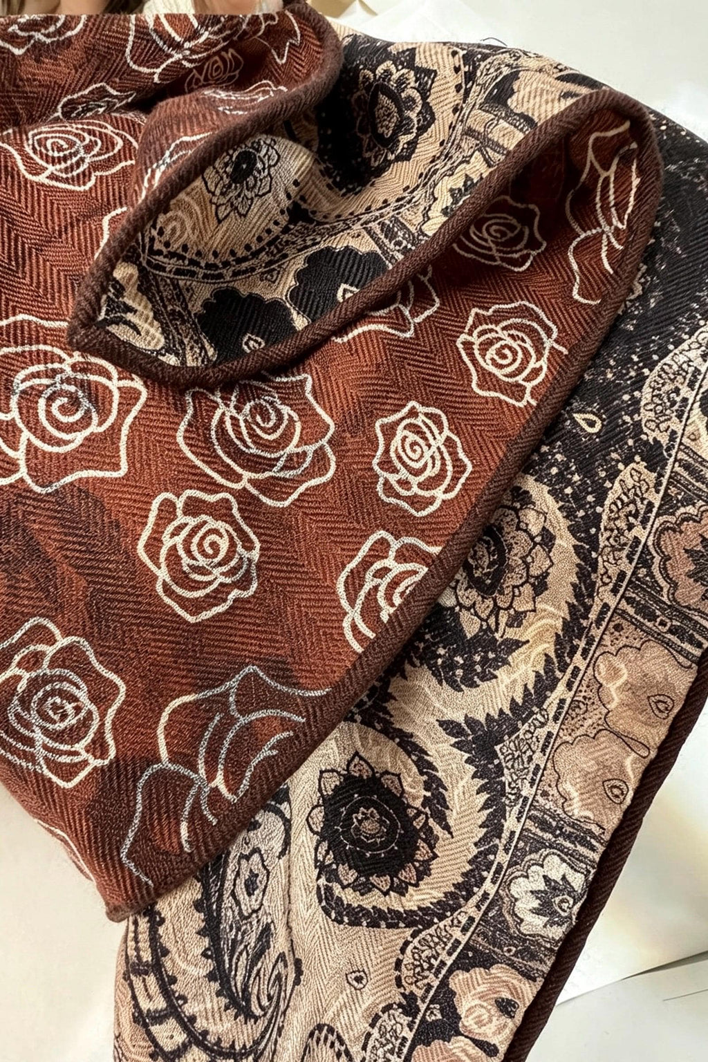 Mulberry Silk Wool Blend Scarf 26"x26" 65x65cm, Luxury Australian Wool Vintage Caramel Shawl, Elegant Autumn Winter Gift for Her Neckerchief
