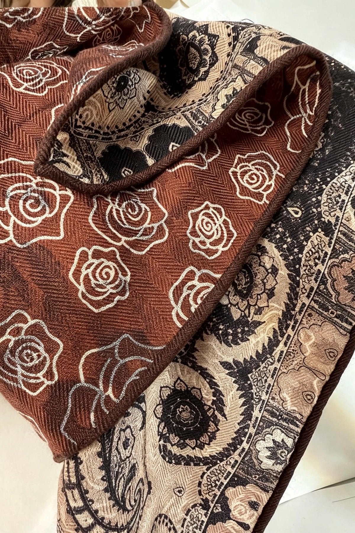 Mulberry Silk Wool Blend Scarf 26"x26" 65x65cm, Luxury Australian Wool Vintage Caramel Shawl, Elegant Autumn Winter Gift for Her Neckerchief