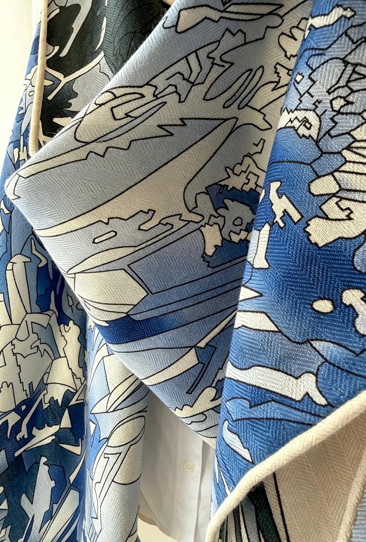 100% Wool Silk Blend Scarf 53"x53" 135x135cm, Reversible Double Sided Shawl, Romantic Ice Blue Wrap, Luxury Warm Winter Gift for Her