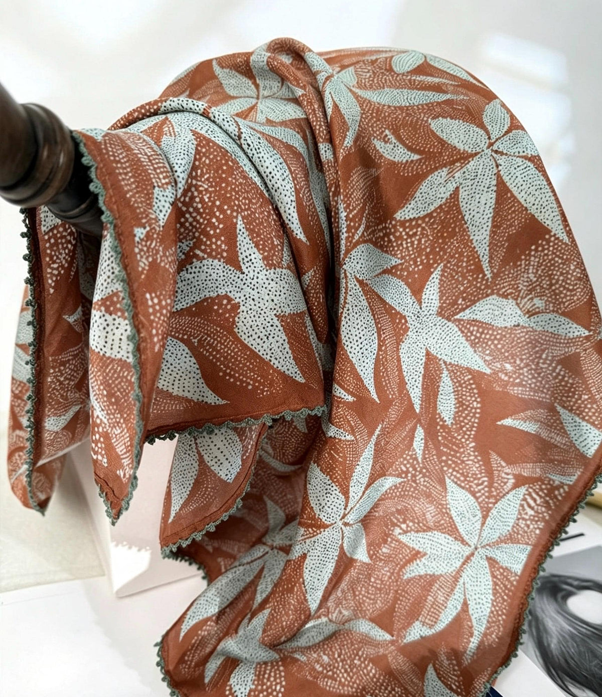 100% Mulberry Silk Scarf 27"x27" 68x68cm, Maillard Brown Autumn Silk Wrap, Silk Crepe de Chine Square Scarf, Warm Tone Gift for Her
