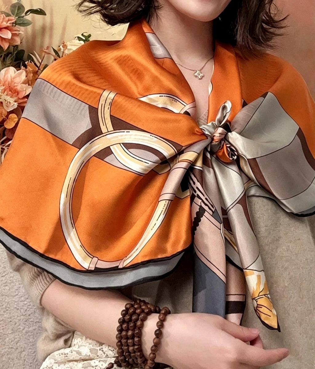 100% Mulberry Silk Scarf 42"x42" 108x108cm, Luxury Hangzhou Silk Satin Scarf, Quiet Luxury Large Bandana, Old Money Aesthetic Gift for Her