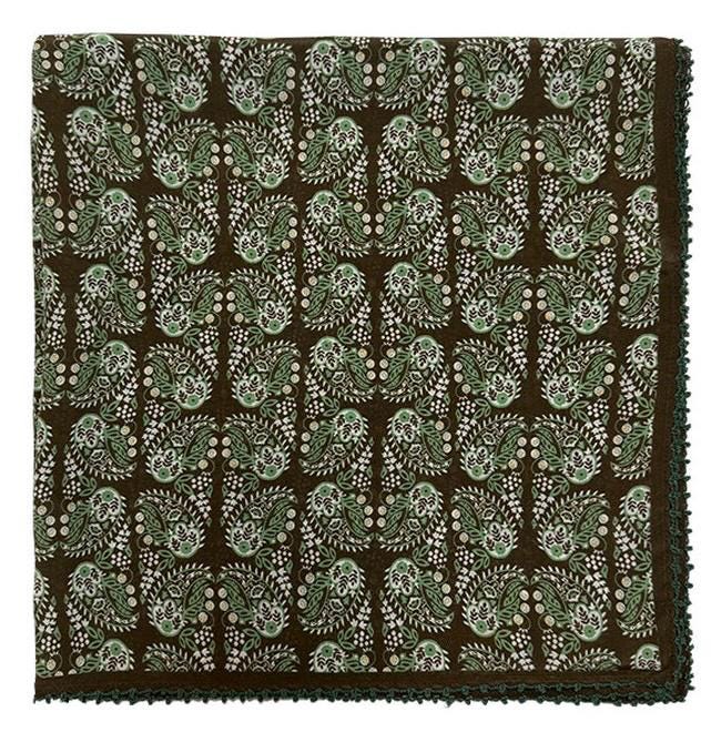 100% Mulberry Silk Scarf 27"x27" 68x68cm, Deep Brown Vintage European Pattern Silk Crepe de Chine Square Scarf, Classic Gift for Her