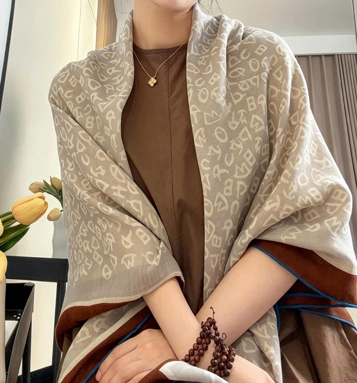 100% Silk Wool Scarf 53"x53" 135x135cm, Luxury Muted Gray Shawl, Quiet Luxury Large Square Scarf, Old Money Aesthetic Gift for Her