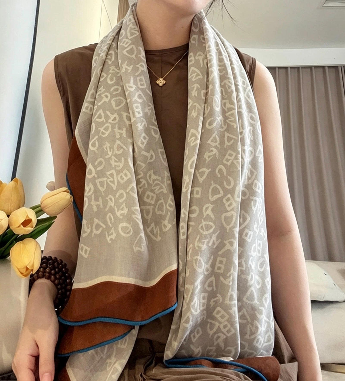 100% Silk Wool Scarf 53"x53" 135x135cm, Luxury Muted Gray Shawl, Quiet Luxury Large Square Scarf, Old Money Aesthetic Gift for Her