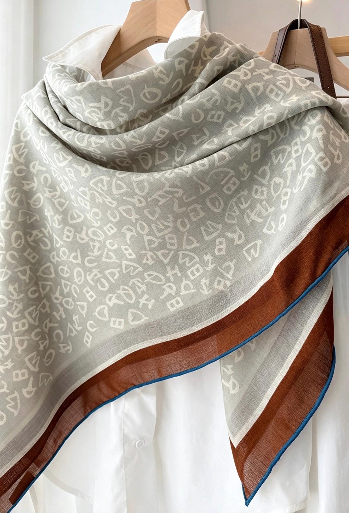 100% Silk Wool Scarf 53"x53" 135x135cm, Luxury Muted Gray Shawl, Quiet Luxury Large Square Scarf, Old Money Aesthetic Gift for Her