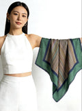 100% Mulberry Silk Scarf 26"x26" 65x65cm, Vintage Ethnic Color Block Stripe Silk Crepe de Chine Square Scarf, Artistic Gift for Her