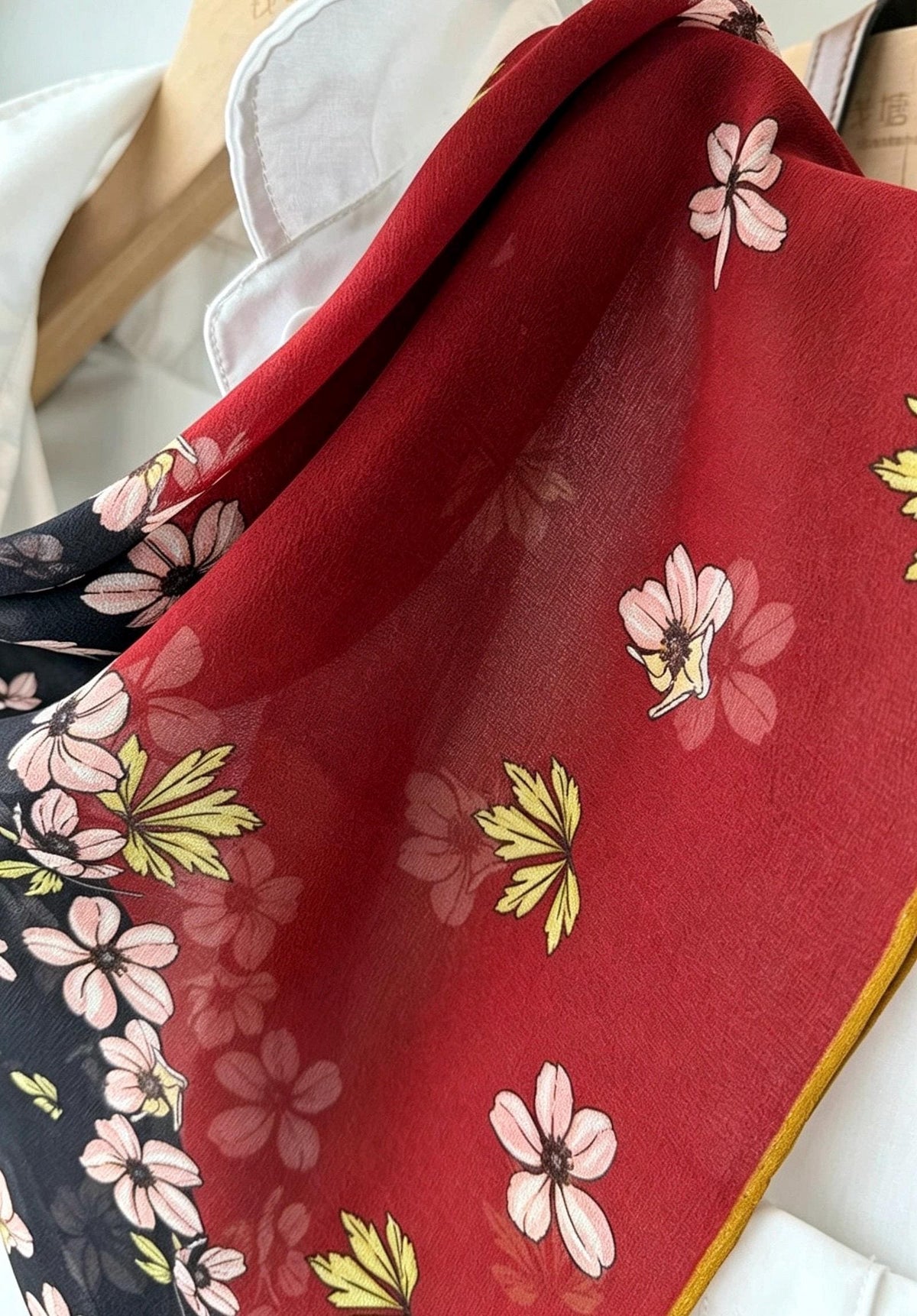 100% Mulberry Silk Scarf 26"x26" 65x65cm, Retro Color Block Georgette, Contrasting Silk Shawl, Aesthetic Art Gift for Her