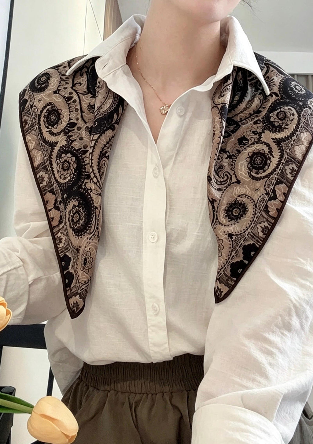 Mulberry Silk Wool Blend Scarf 26"x26" 65x65cm, Luxury Australian Wool Vintage Caramel Shawl, Elegant Autumn Winter Gift for Her Neckerchief