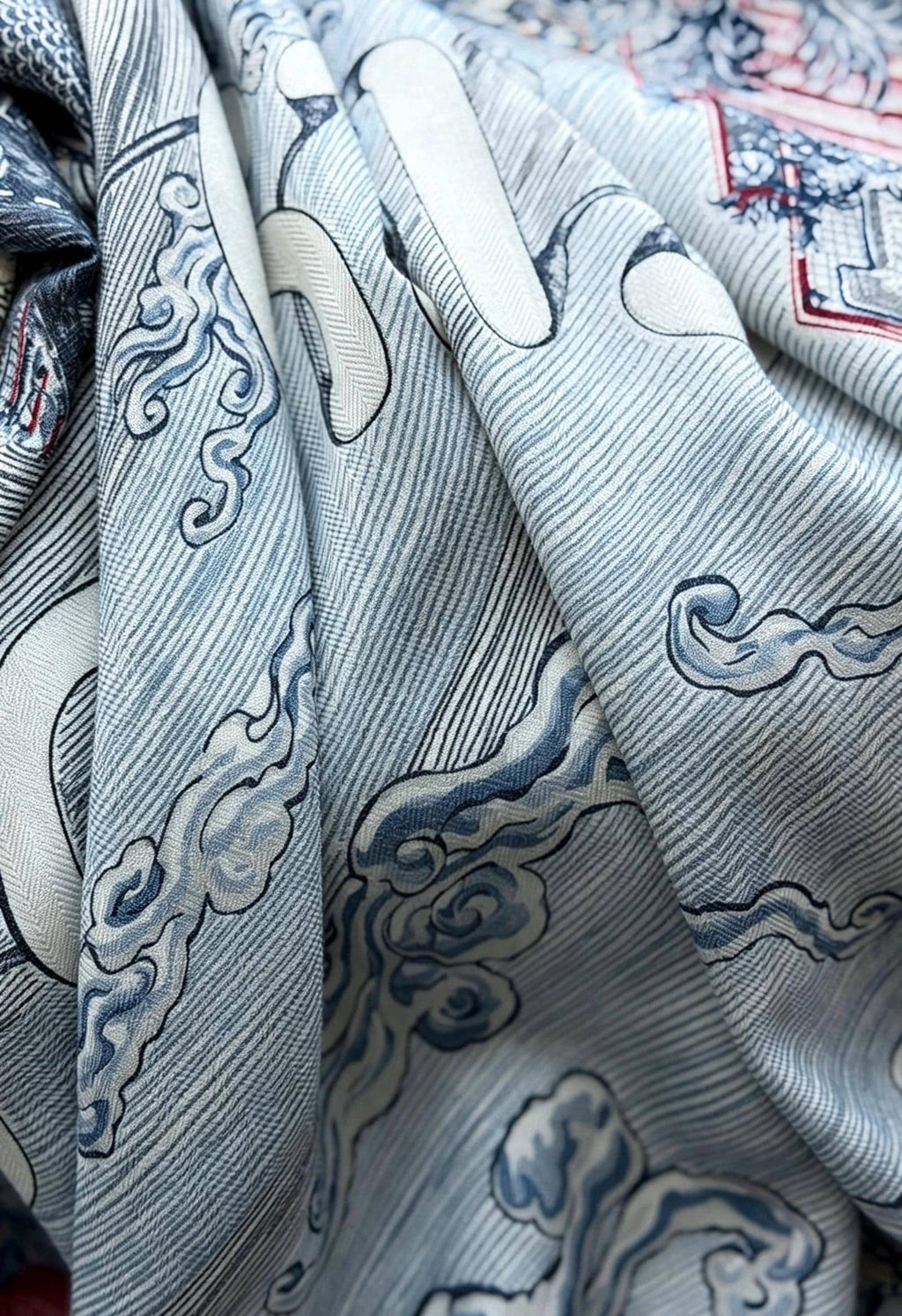 Silk Wool Scarf 53"x53" 135x135cm, Vintage Narrative Low Saturation Color Block Silk Wool Blend Square Shawl, Classic Gift for Her