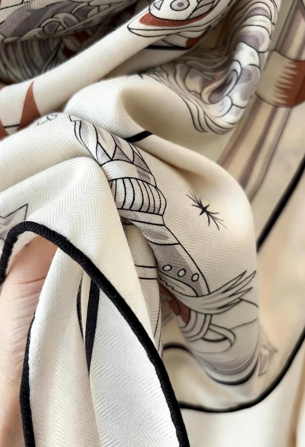 Silk Wool Scarf 53"x53" 135x135cm, Vintage Equestrian Heritage Silk Wool Blend Square Shawl, Luxury Collector Gift for Her