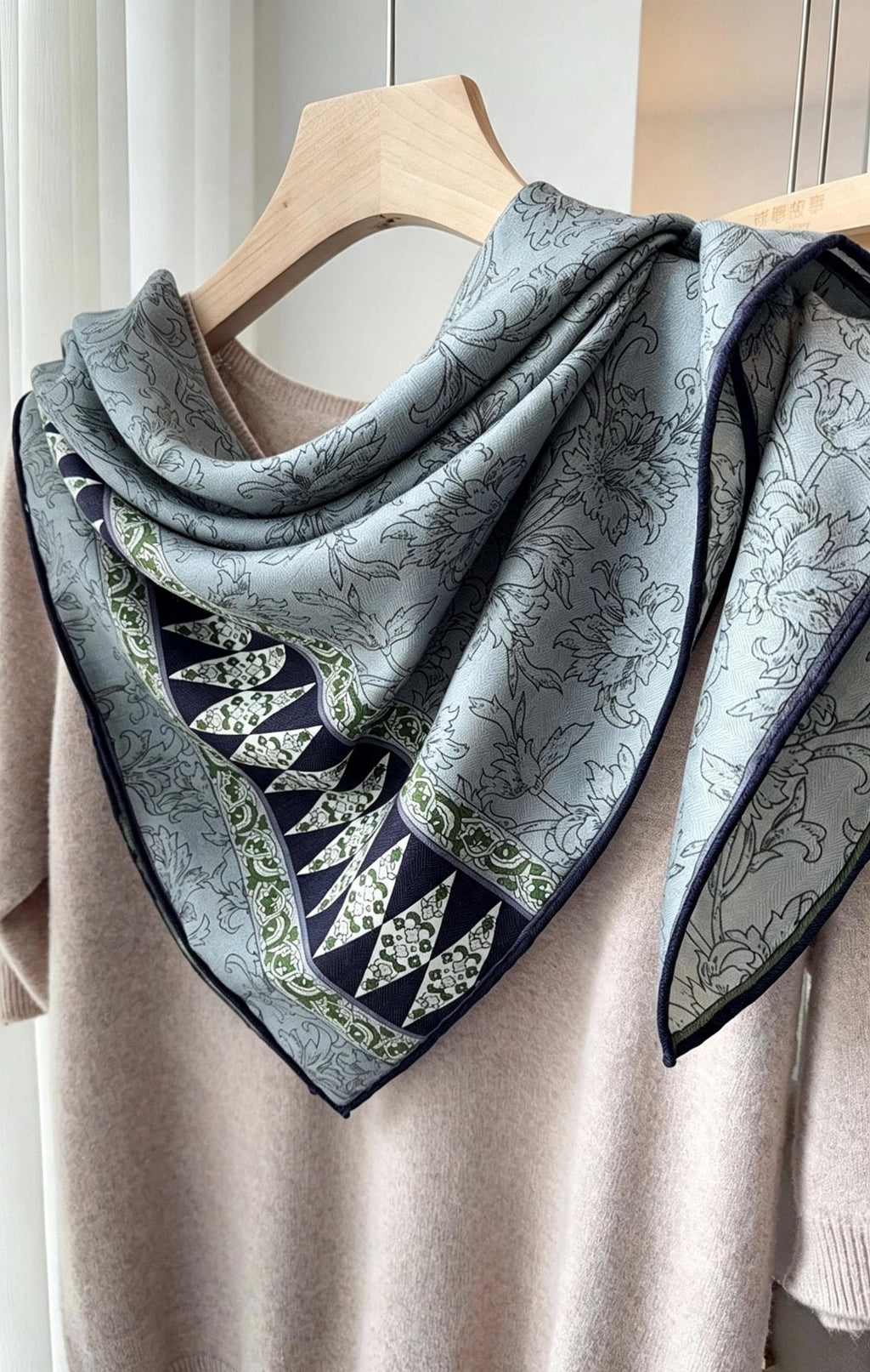 Silk Wool Scarf 33"x33" 85x85cm, Rustic Smoky Grey Silk Wool Blend Square Shawl, Lightweight Air Condition Wrap, Gift for Her