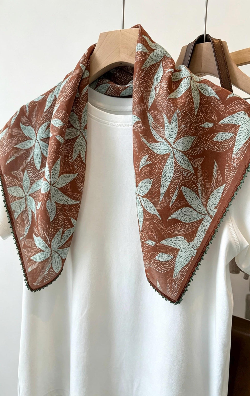 100% Mulberry Silk Scarf 27"x27" 68x68cm, Maillard Brown Autumn Silk Wrap, Silk Crepe de Chine Square Scarf, Warm Tone Gift for Her